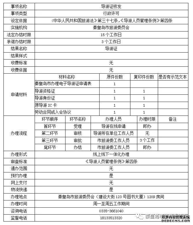 秦皇島市旅游委員會(huì )“最多跑一次”事項公布！